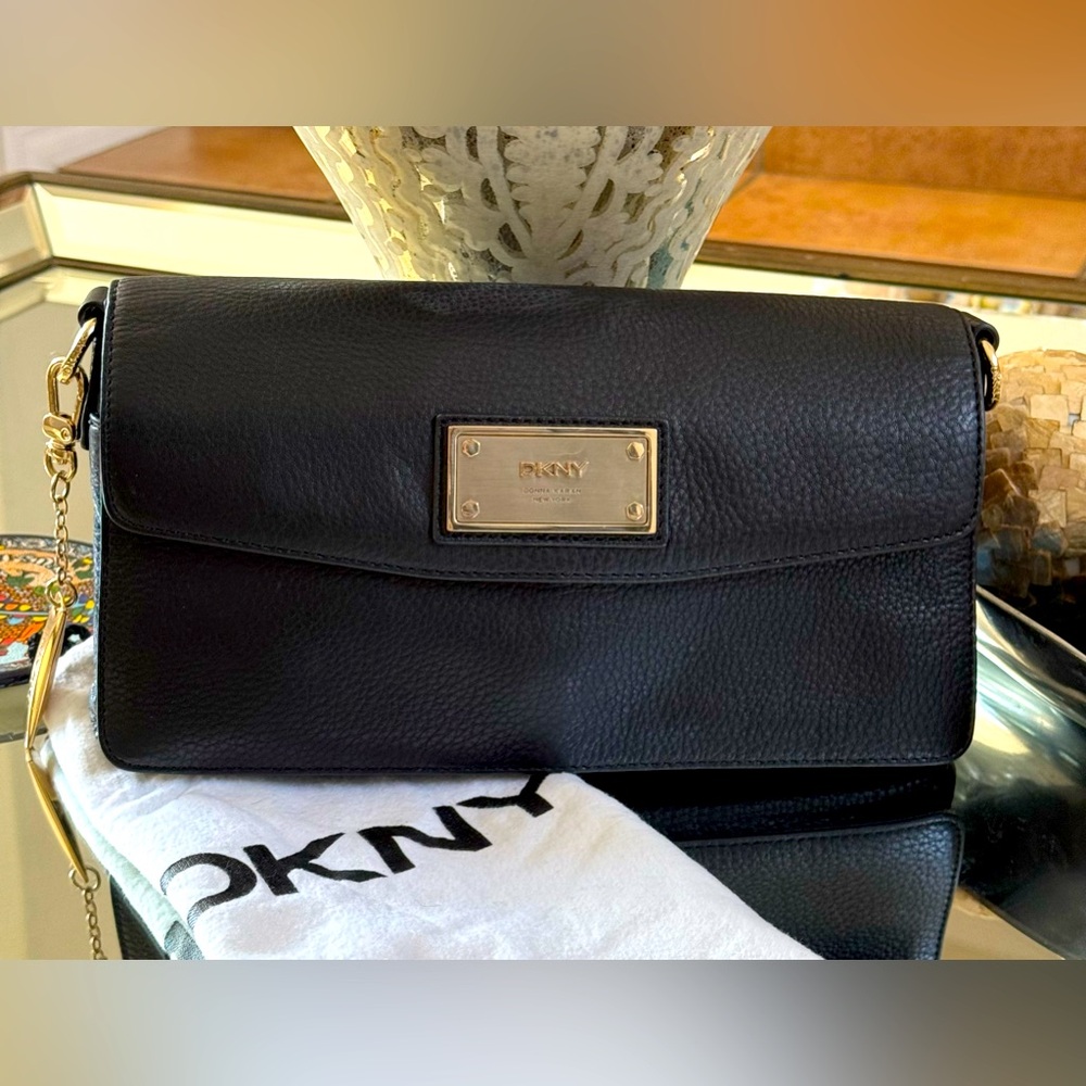 DKNY Black Leather Clutch and Crossbody  Bag with out straps